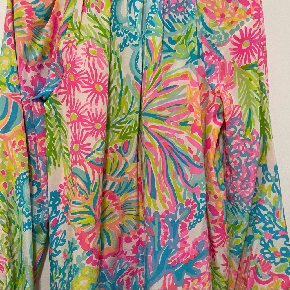 Lilly Pulitzer Mulitcolor Elsa Coral and ocean print blouse size S - Picture 6 of 6